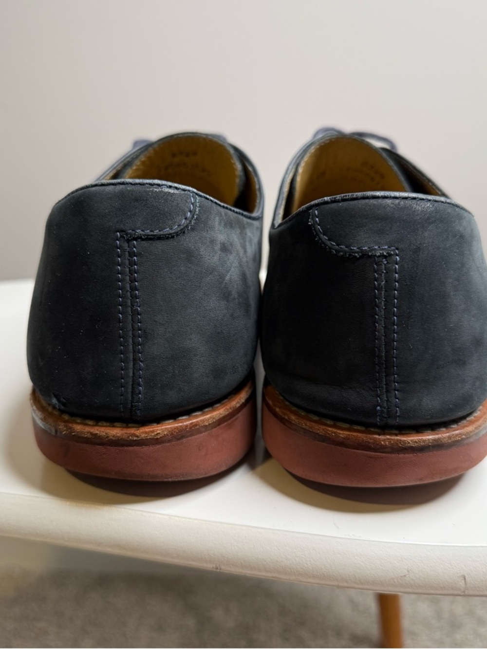 Brooks Brothers Dark Blue Suede Derby Shoes with Brown Sole - Picture 6 of 10